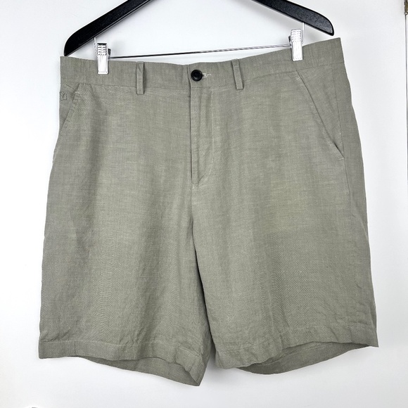 Valentino Rudy Made in Italy Men's Linen Shorts size 36/38 Khaki Tan Lightweight - Picture 1 of 10